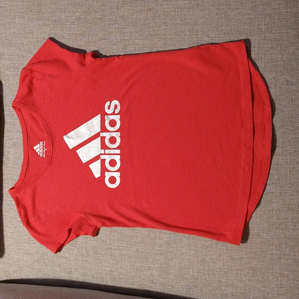 Adidas pink and silver tee